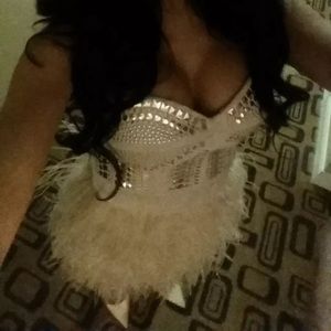 SALE !! Today only Bebe feather and bling dress!!